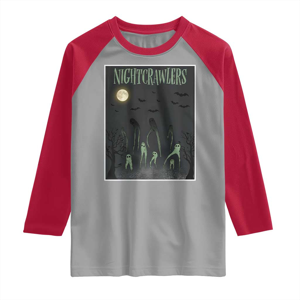 Fresno Nightcrawlers Raglan Shirt Gothic Cryptid Horror Fan Gift TS12 Sport Gray Red Print Your Wear