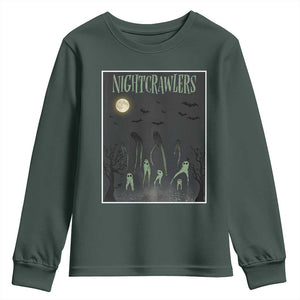Fresno Nightcrawlers Youth Sweatshirt Gothic Cryptid Horror Fan Gift TS12 Dark Forest Green Print Your Wear