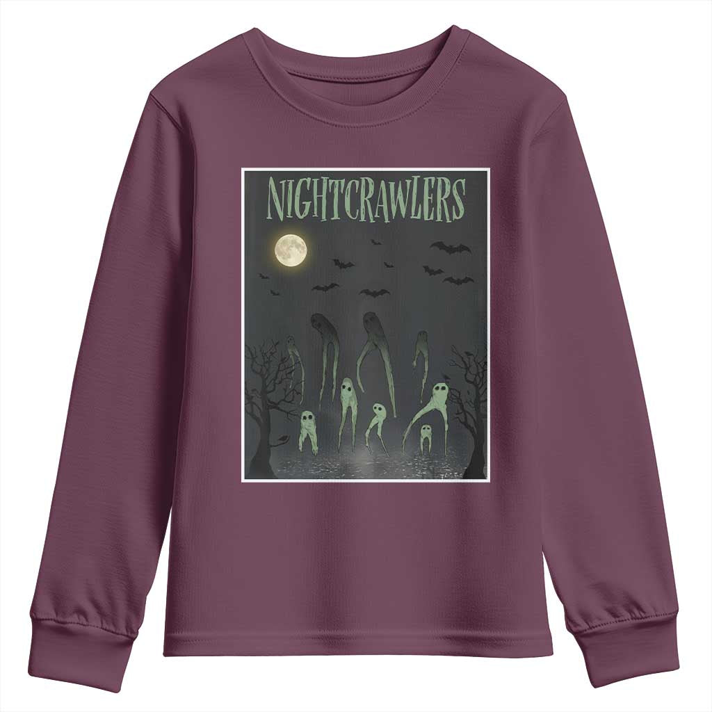 Fresno Nightcrawlers Youth Sweatshirt Gothic Cryptid Horror Fan Gift TS12 Maroon Print Your Wear