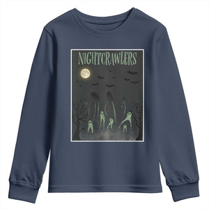 Fresno Nightcrawlers Youth Sweatshirt Gothic Cryptid Horror Fan Gift TS12 Navy Print Your Wear