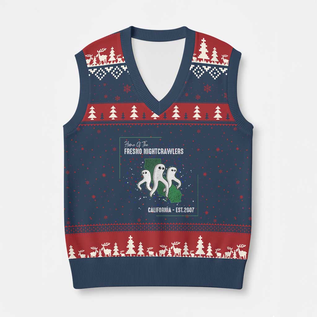 Fresno Nightcrawlers V-Neck Knit Sweater Vest Home Of California Cryptid Gift TS12 Navy Red Print Your Wear