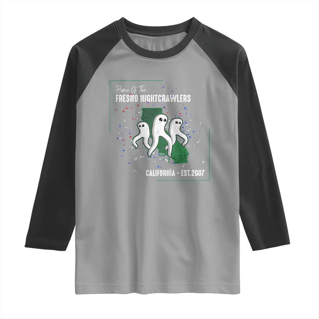 Fresno Nightcrawlers Raglan Shirt Home Of California Cryptid Gift TS12 Sport Gray Black Print Your Wear
