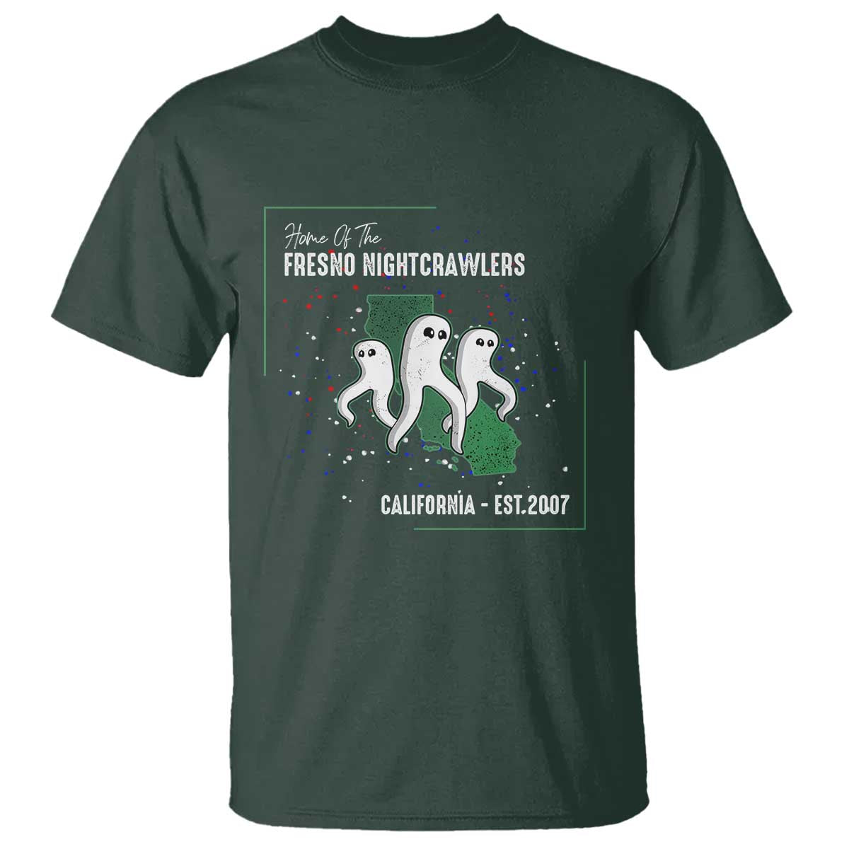 Fresno Nightcrawlers T Shirt - Home Of California Cryptid Gift Tee TS12 Dark Forest Green Print Your Wear