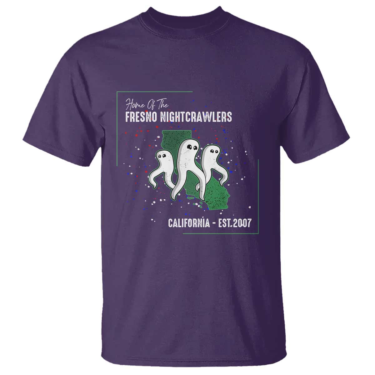Fresno Nightcrawlers T Shirt - Home Of California Cryptid Gift Tee TS12 Purple Print Your Wear