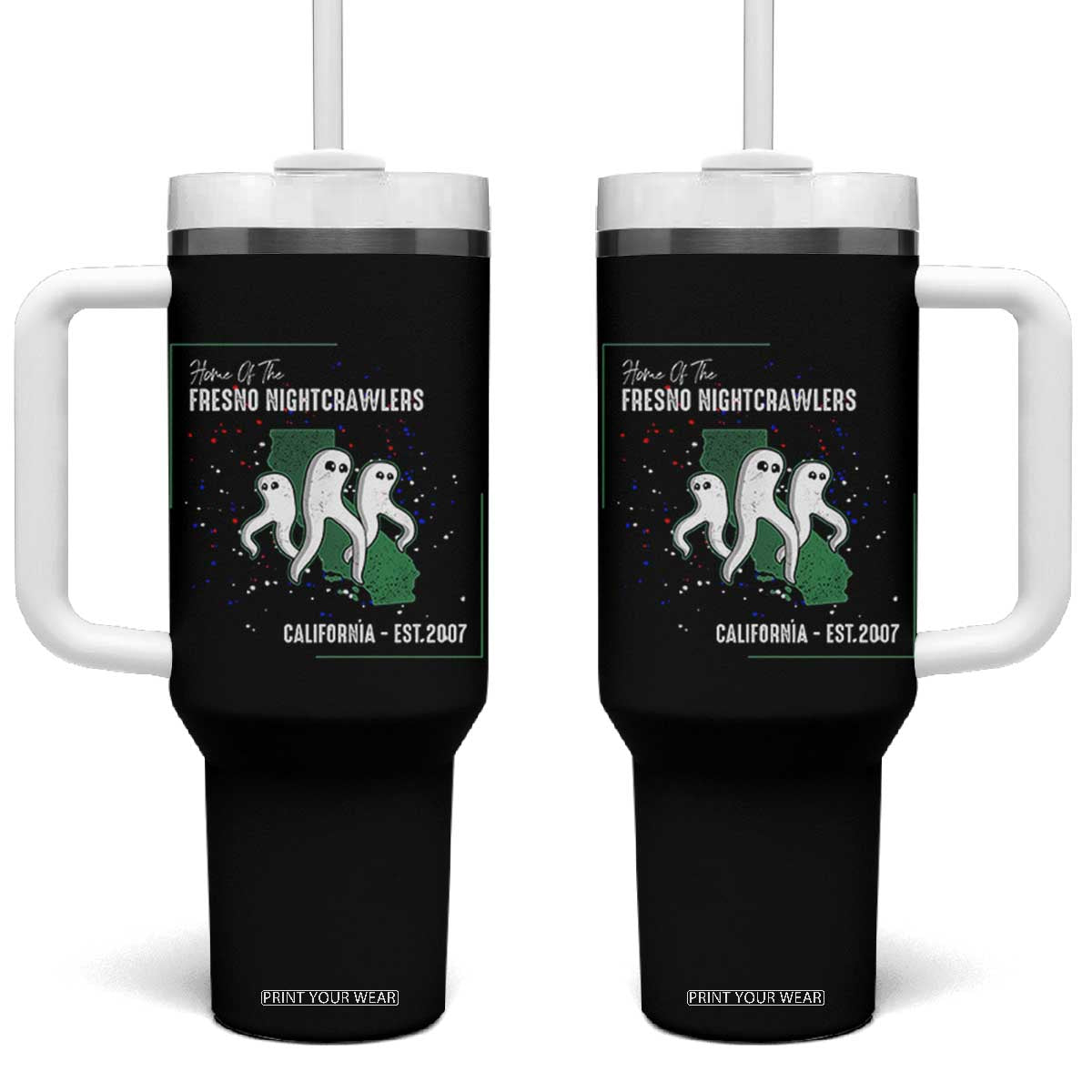 Fresno Nightcrawlers Tumbler With Handle Home Of California Cryptid Gift TS12 One Size: 40 oz Black Print Your Wear