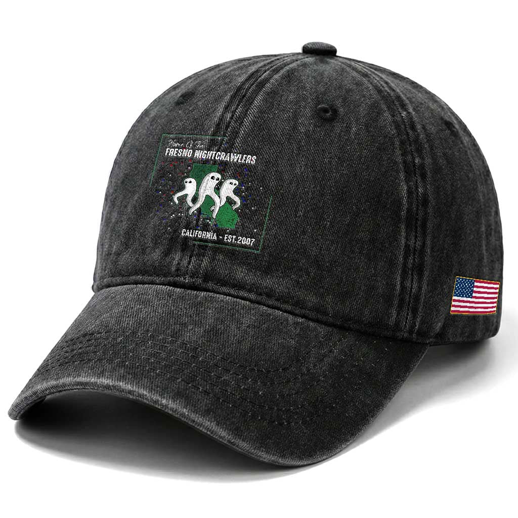 Fresno Nightcrawlers Washed Cotton Baseball Cap Home Of California Cryptid Gift TS12 Print Your Wear