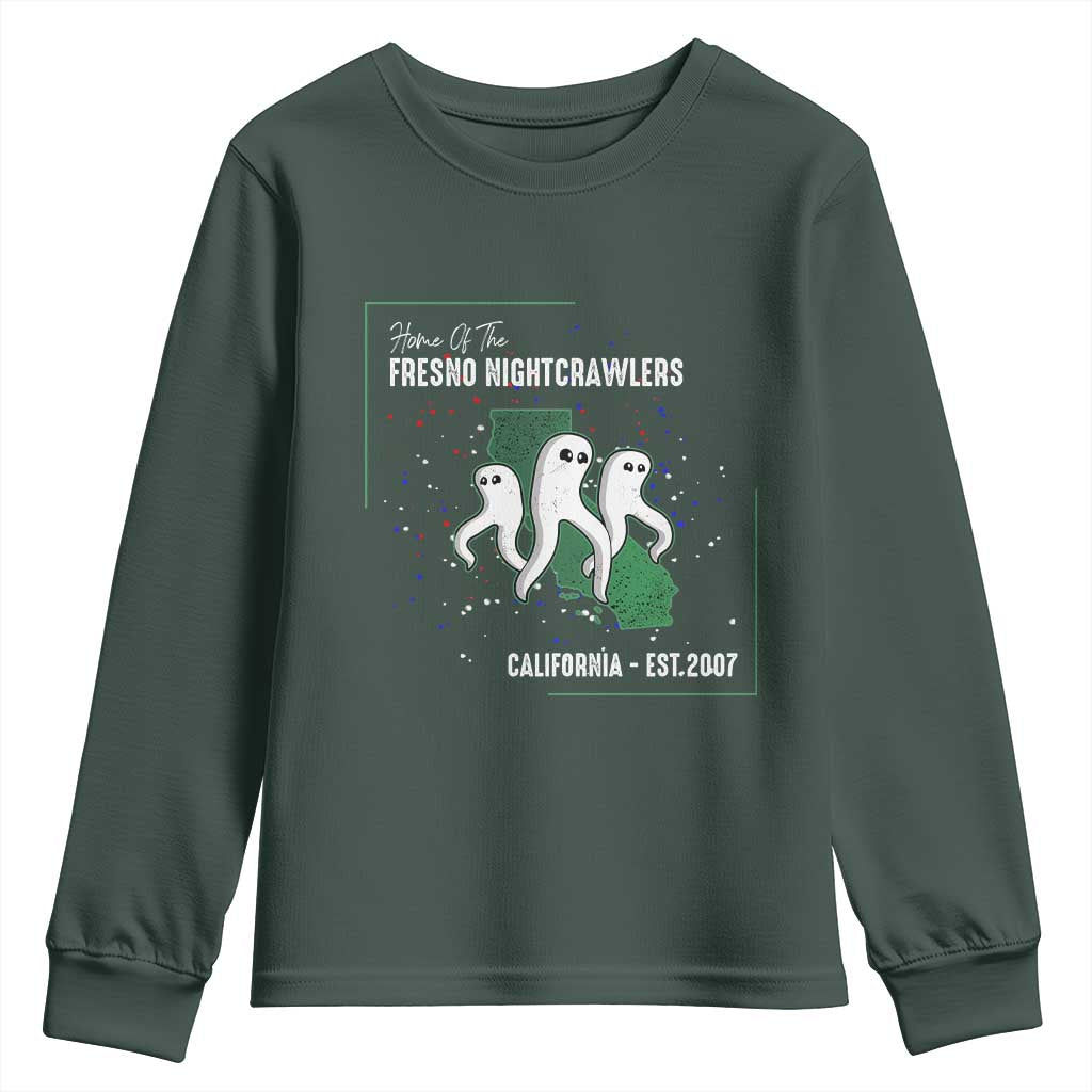 Fresno Nightcrawlers Youth Sweatshirt Home Of California Cryptid Gift TS12 Dark Forest Green Print Your Wear