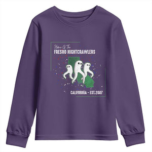 Fresno Nightcrawlers Youth Sweatshirt Home Of California Cryptid Gift TS12 Purple Print Your Wear