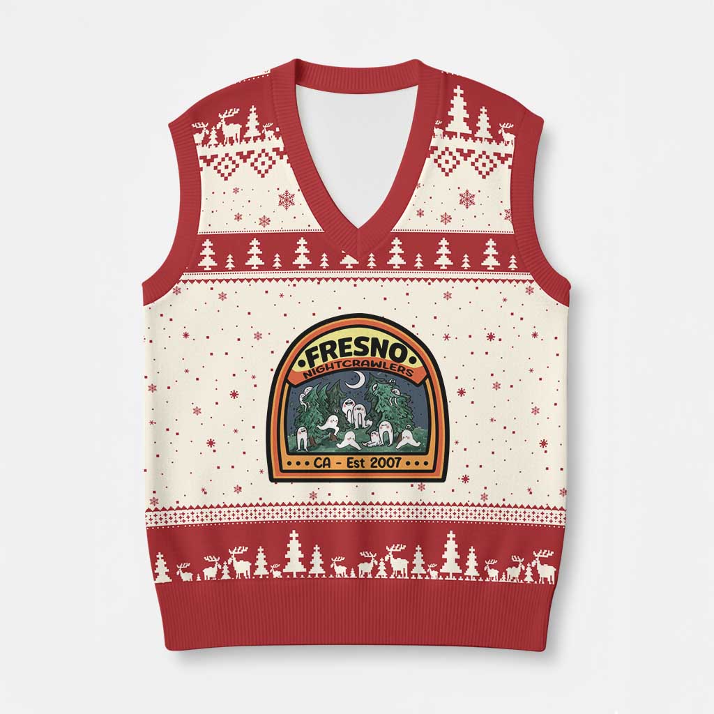 Fresno Nightcrawlers Folklore Gift V-Neck Knit Sweater Vest Home Of California Cryptids TS12 Beige Red Print Your Wear