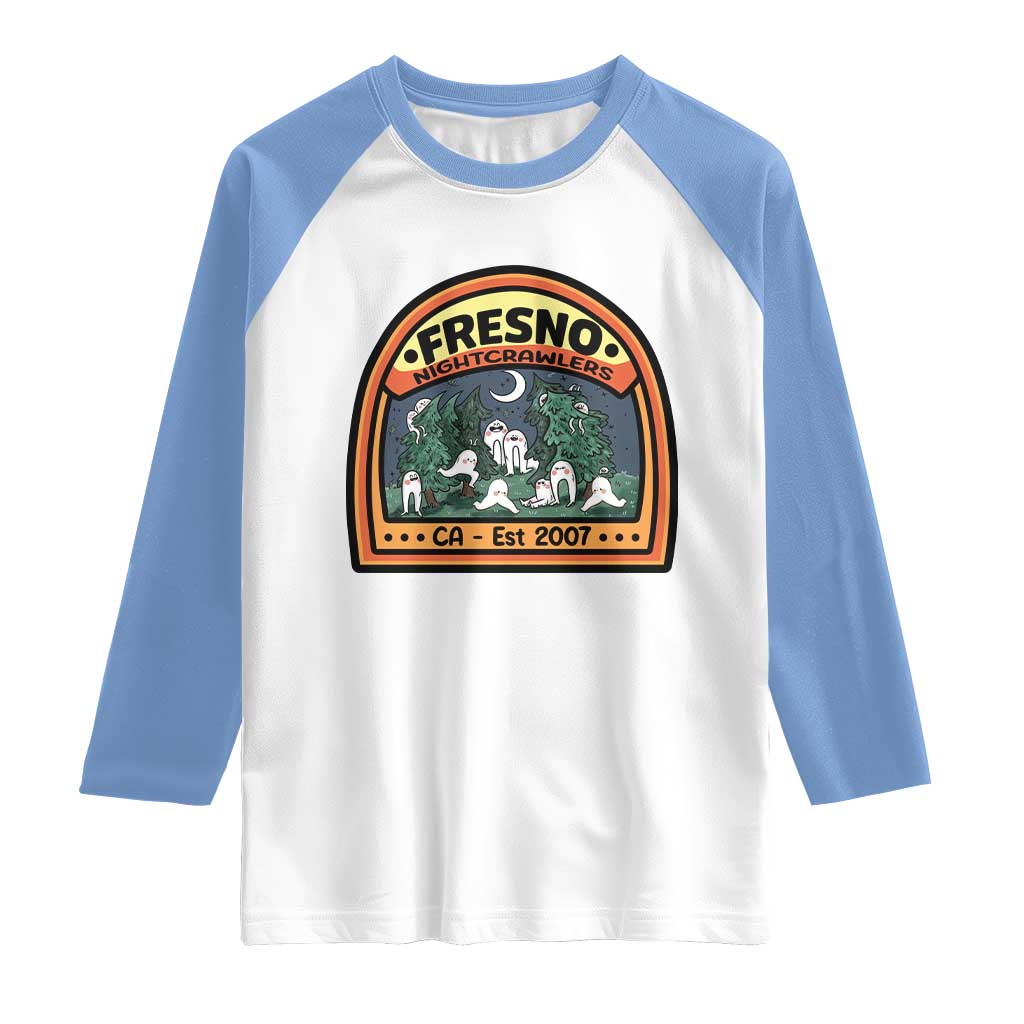 Fresno Nightcrawlers Folklore Gift Raglan Shirt Home Of California Cryptids TS12 White Carolina Blue Print Your Wear