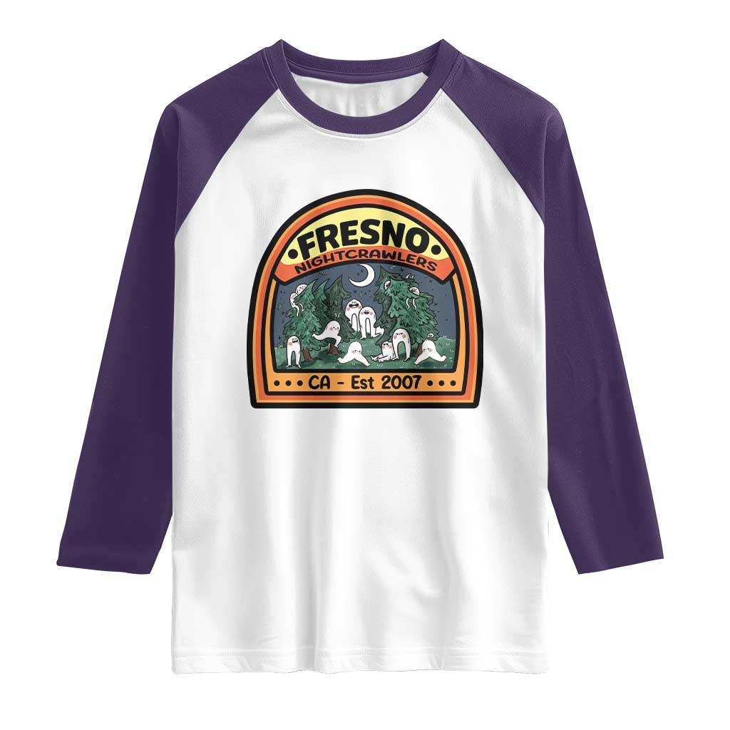 Fresno Nightcrawlers Folklore Gift Raglan Shirt Home Of California Cryptids TS12 White Purple Print Your Wear