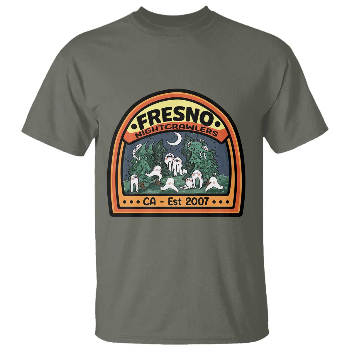 Fresno Nightcrawlers Folklore Gift T Shirt Home Of California Cryptids TS12 Military Green Print Your Wear