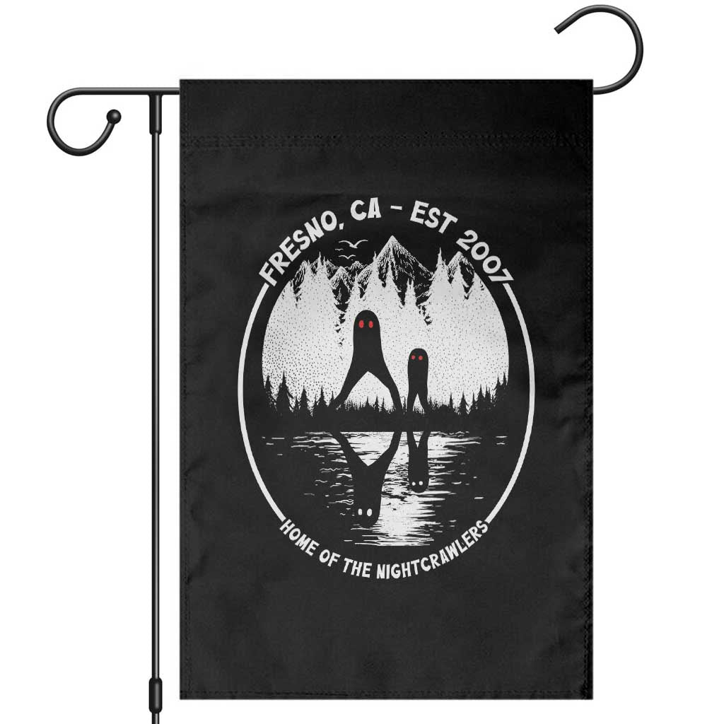 Home Of The Fresno Nightcrawlers Garden Flag California Cryptid Hunter TS12 Black Print Your Wear
