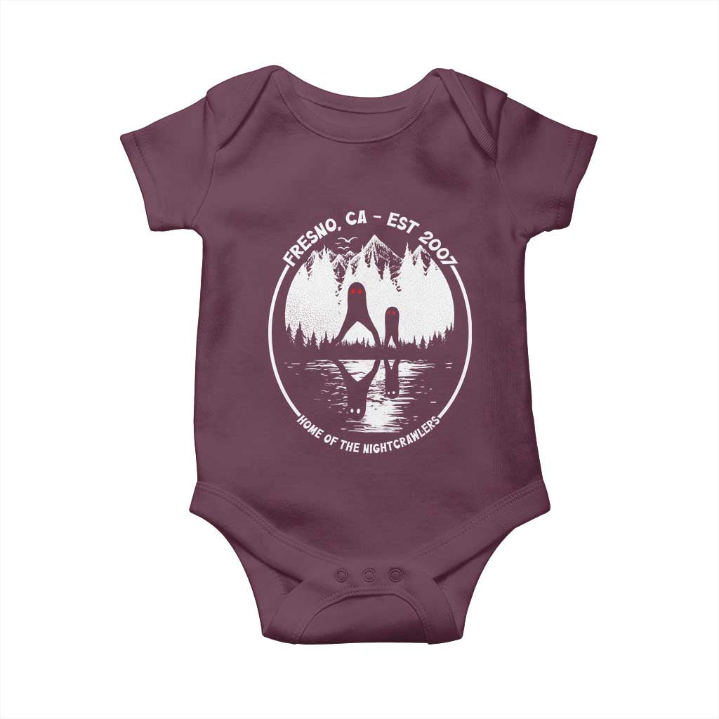 Home Of The Fresno Nightcrawlers Baby Onesie California Cryptid Hunter TS12 Maroon Print Your Wear