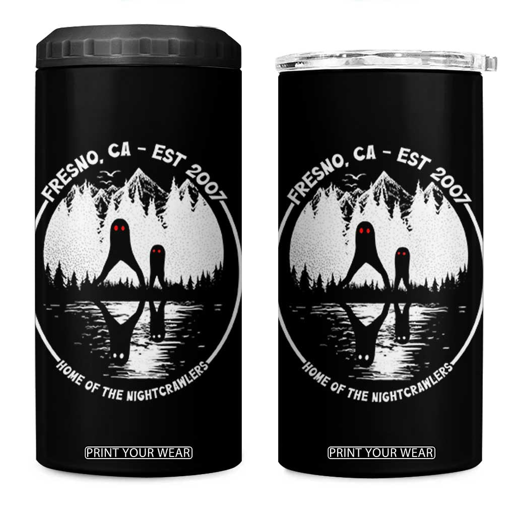 Home Of The Fresno Nightcrawlers 4 in 1 Can Cooler Tumbler California Cryptid Hunter TS12 One Size: 16 oz Black Print Your Wear