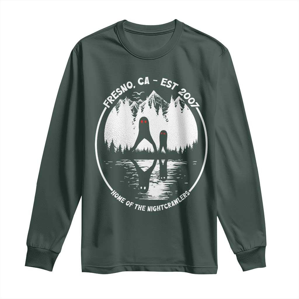 Home Of The Fresno Nightcrawlers Long Sleeve Shirt California Cryptid Hunter TS12 Dark Forest Green Print Your Wear