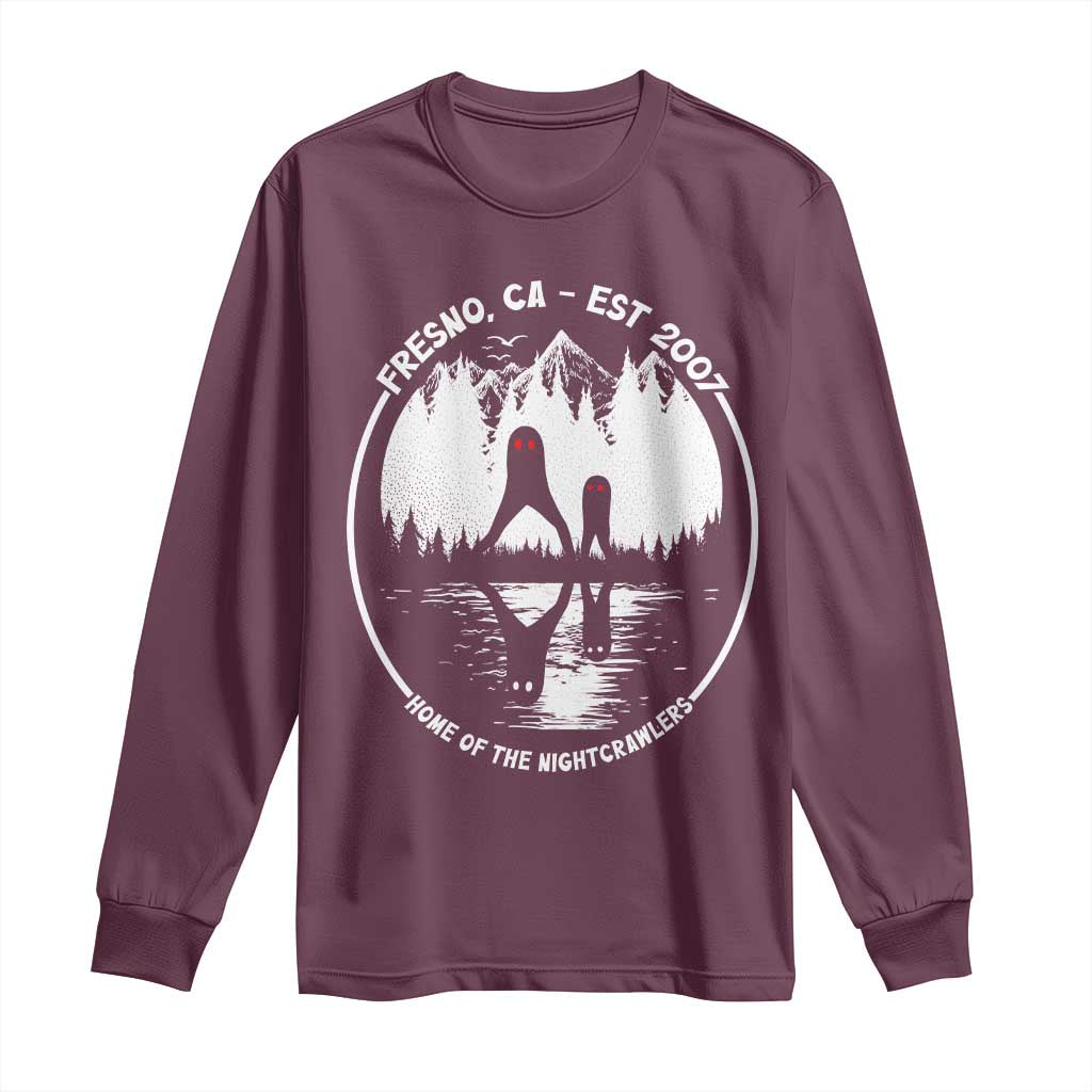 Home Of The Fresno Nightcrawlers Long Sleeve Shirt California Cryptid Hunter TS12 Maroon Print Your Wear