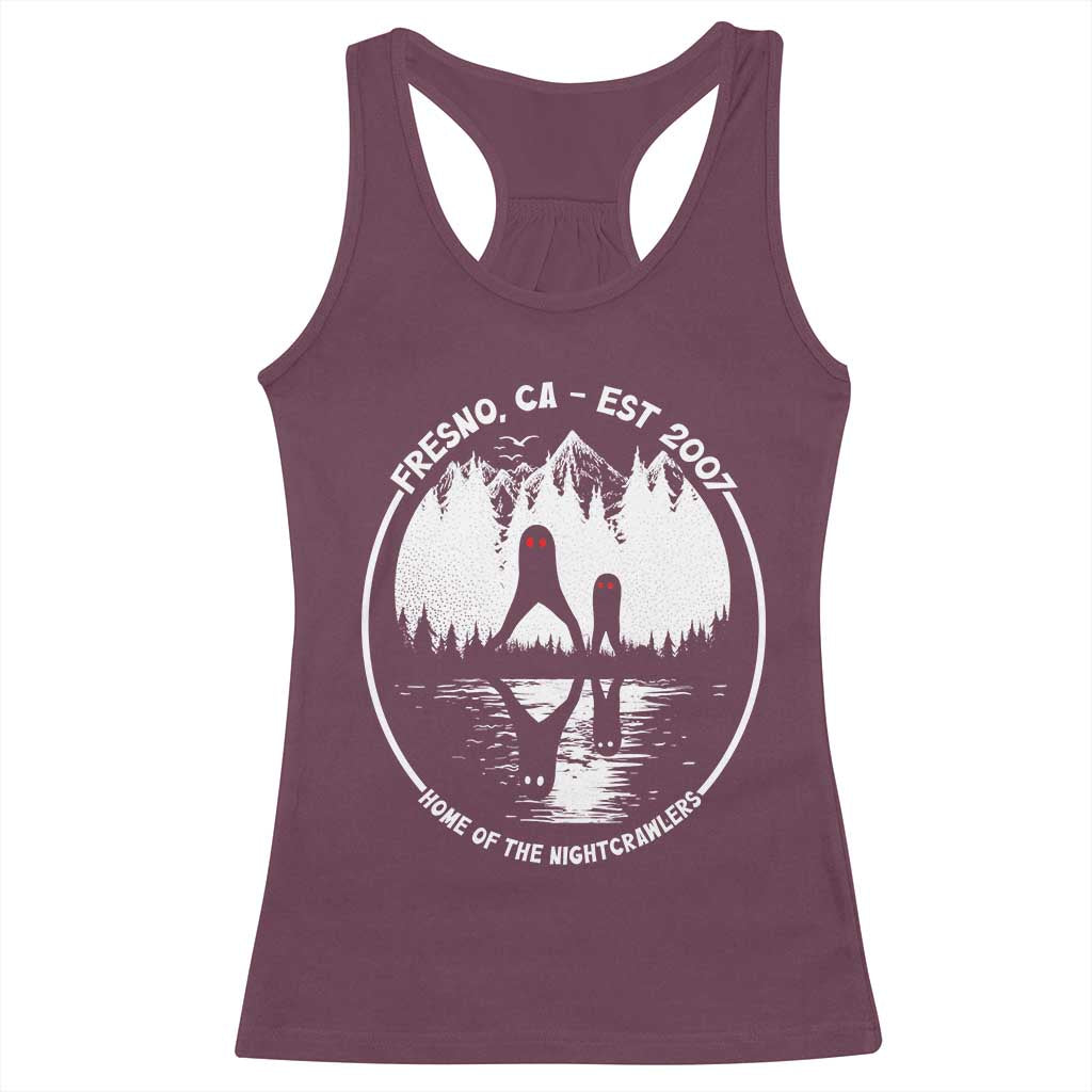 Home Of The Fresno Nightcrawlers Racerback Tank Top California Cryptid Hunter TS12 Maroon Print Your Wear