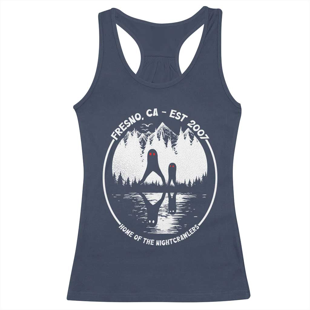 Home Of The Fresno Nightcrawlers Racerback Tank Top California Cryptid Hunter TS12 Navy Print Your Wear