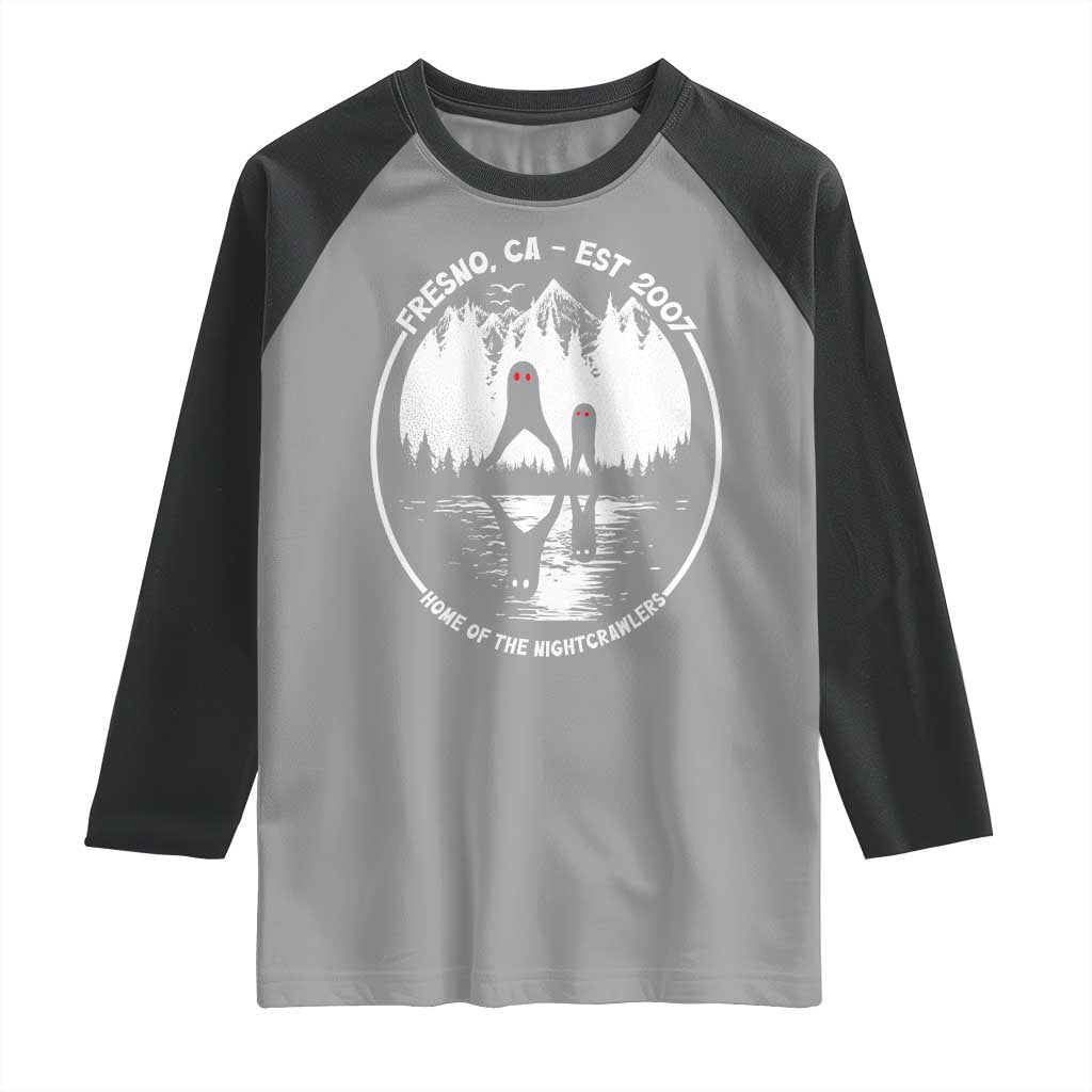 Home Of The Fresno Nightcrawlers Raglan Shirt California Cryptid Hunter TS12 Sport Gray Black Print Your Wear