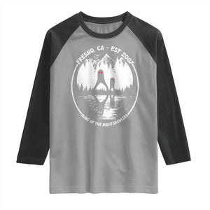 Home Of The Fresno Nightcrawlers Raglan Shirt California Cryptid Hunter TS12 Sport Gray Black Print Your Wear