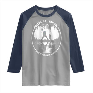 Home Of The Fresno Nightcrawlers Raglan Shirt California Cryptid Hunter TS12 Sport Gray Navy Print Your Wear