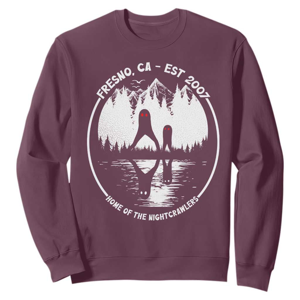 Home Of The Fresno Nightcrawlers Sweatshirt California Cryptid Hunter TS12 Maroon Print Your Wear
