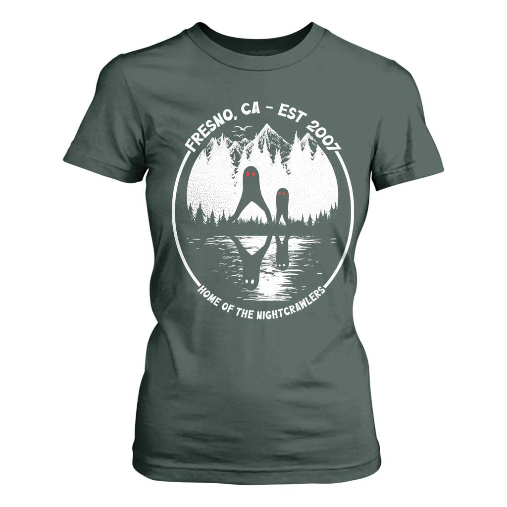 Home Of The Fresno Nightcrawlers T Shirt For Women California Cryptid Hunter TS12 Dark Forest Green Print Your Wear