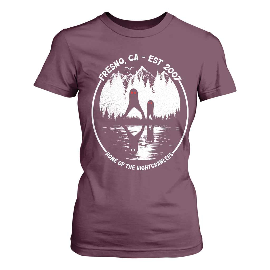 Home Of The Fresno Nightcrawlers T Shirt For Women California Cryptid Hunter TS12 Maroon Print Your Wear