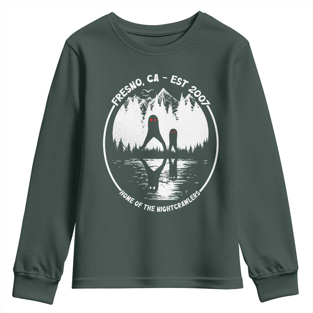 Home Of The Fresno Nightcrawlers Youth Sweatshirt California Cryptid Hunter TS12 Dark Forest Green Print Your Wear