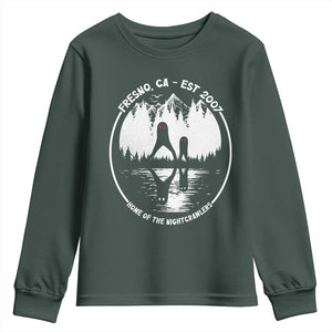 Home Of The Fresno Nightcrawlers Youth Sweatshirt California Cryptid Hunter TS12 Dark Forest Green Print Your Wear