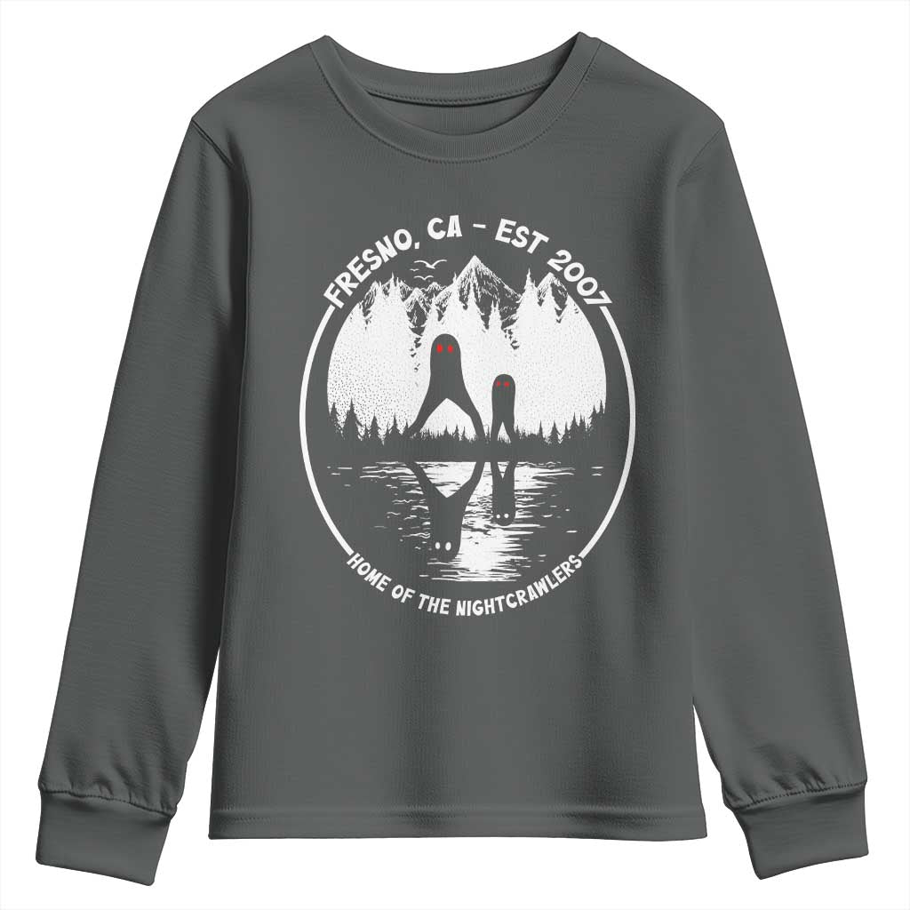 Home Of The Fresno Nightcrawlers Youth Sweatshirt California Cryptid Hunter TS12 Dark Heather Print Your Wear