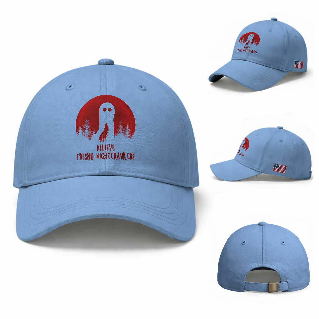 Believe In Fresno Nightcrawlers Baseball Cap California Cryptid Hunter Gift TS12 Baseball Cap Universal Fit Light Blue Print Your Wear
