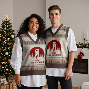 Believe In Fresno Nightcrawlers V-Neck Knit Sweater Vest California Cryptid Hunter Gift TS12 Mocha Mousse Print Your Wear