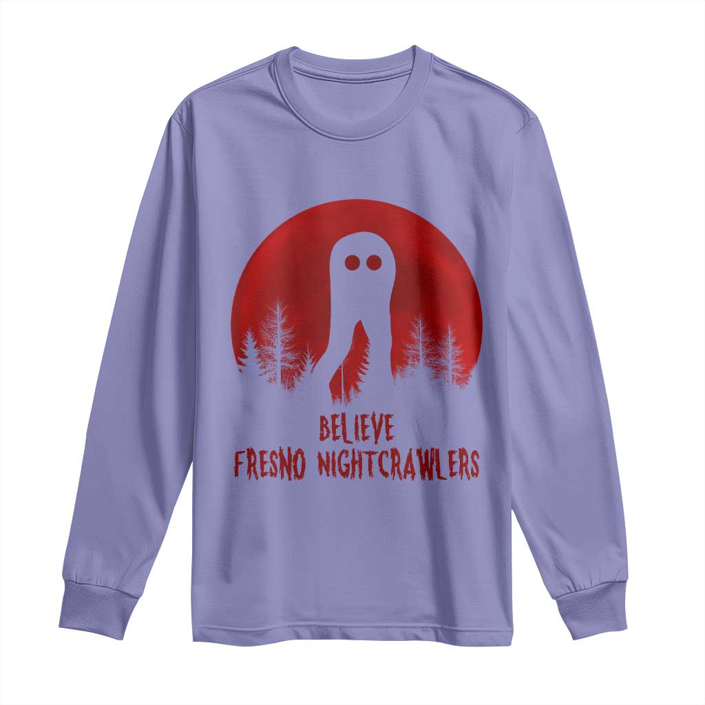 Believe In Fresno Nightcrawlers Long Sleeve Shirt California Cryptid Hunter Gift TS12 Violet Print Your Wear