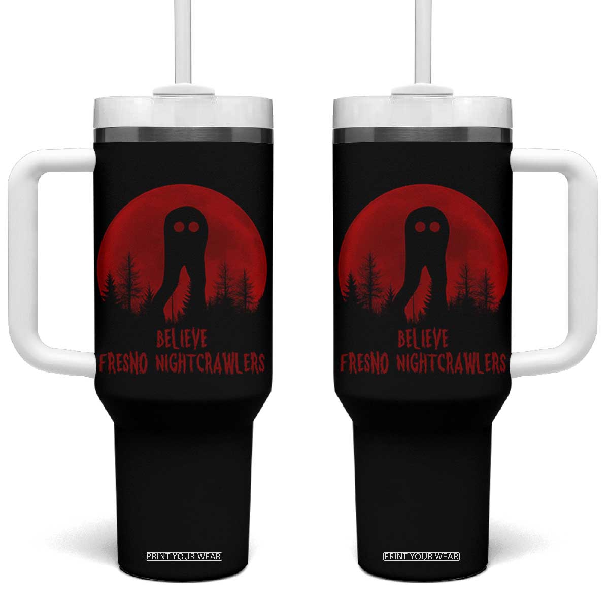 Believe In Fresno Nightcrawlers Tumbler With Handle California Cryptid Hunter Gift TS12 One Size: 40 oz Black Print Your Wear