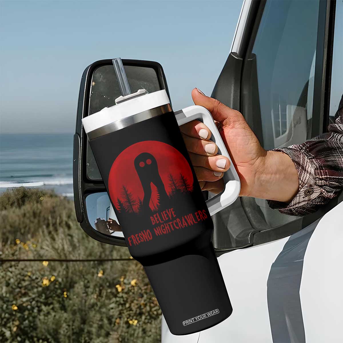 Believe In Fresno Nightcrawlers Tumbler With Handle California Cryptid Hunter Gift TS12 Print Your Wear