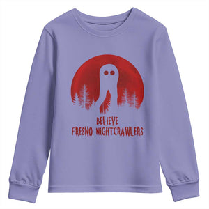 Believe In Fresno Nightcrawlers Youth Sweatshirt California Cryptid Hunter Gift TS12 Violet Print Your Wear