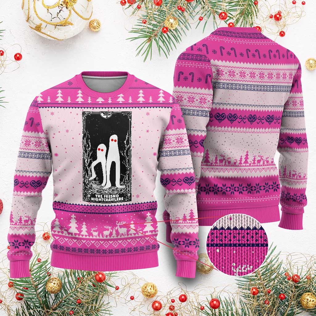 Funny Tarot Card Graphic Fresno Nightcrawlers Lover Ugly Christmas Sweater Cryptid Gift TS12 Hot Pink Print Your Wear