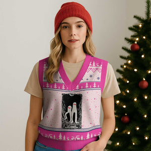 Funny Tarot Card Graphic Fresno Nightcrawlers Lover V-Neck Knit Sweater Vest Cryptid Gift TS12 Hot Pink Print Your Wear