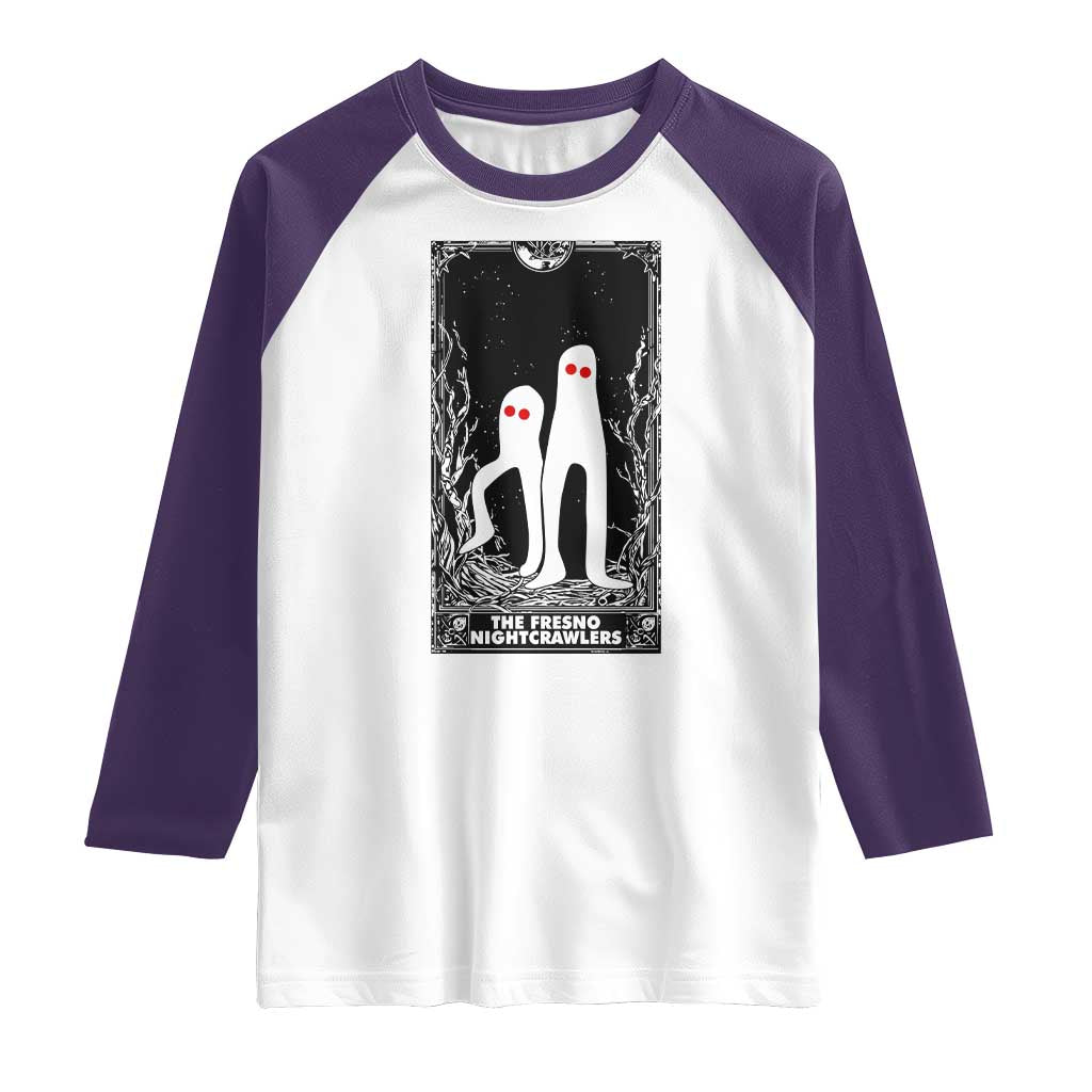 Funny Tarot Card Graphic Fresno Nightcrawlers Lover Raglan Shirt Cryptid Gift TS12 White Purple Print Your Wear
