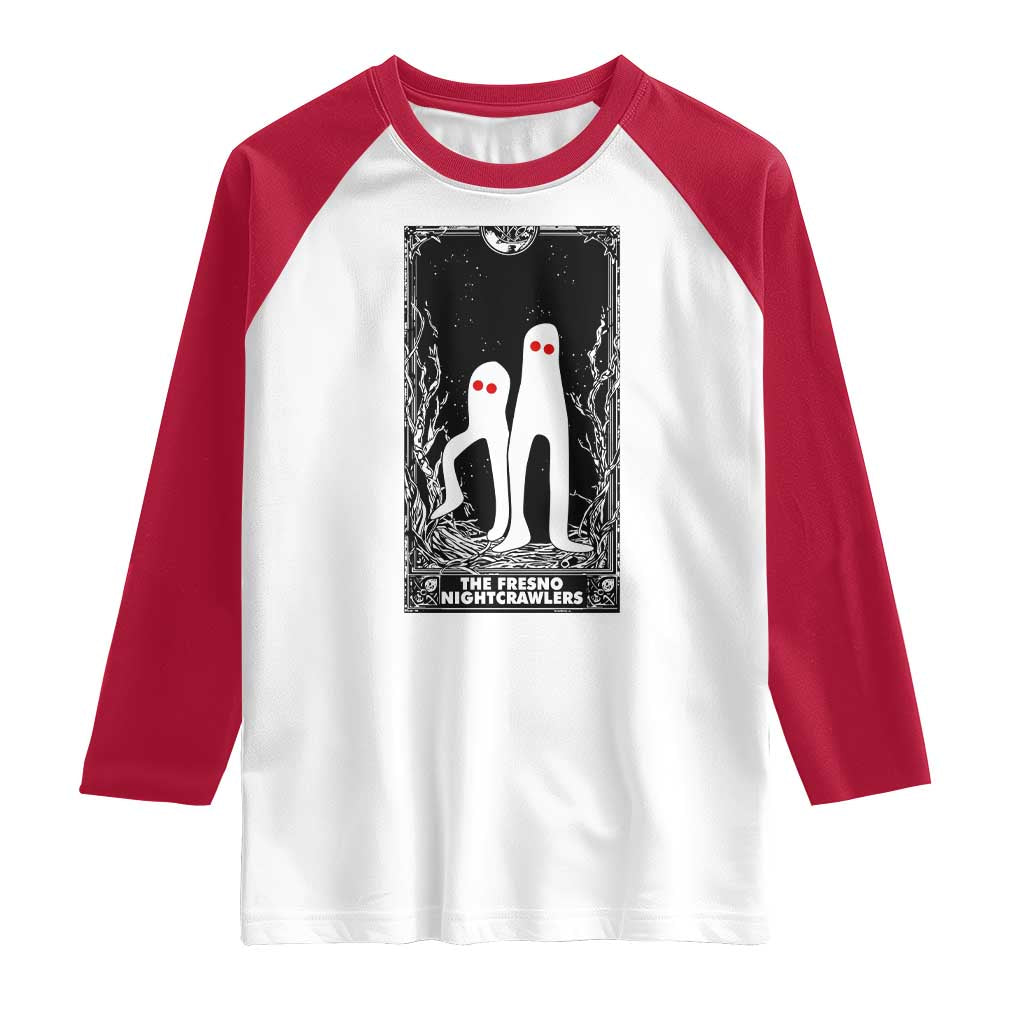 Funny Tarot Card Graphic Fresno Nightcrawlers Lover Raglan Shirt Cryptid Gift TS12 White Red Print Your Wear