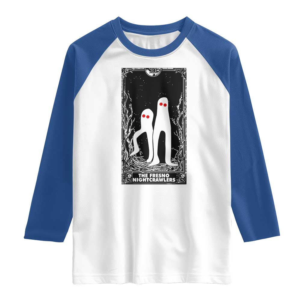 Funny Tarot Card Graphic Fresno Nightcrawlers Lover Raglan Shirt Cryptid Gift TS12 White Royal Print Your Wear
