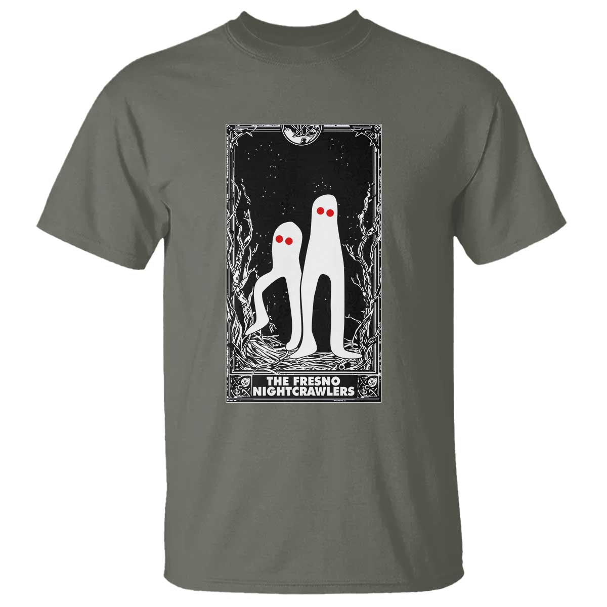 Funny Tarot Card Graphic Fresno Nightcrawlers Lover T Shirt Cryptid Gift TS12 Military Green Print Your Wear