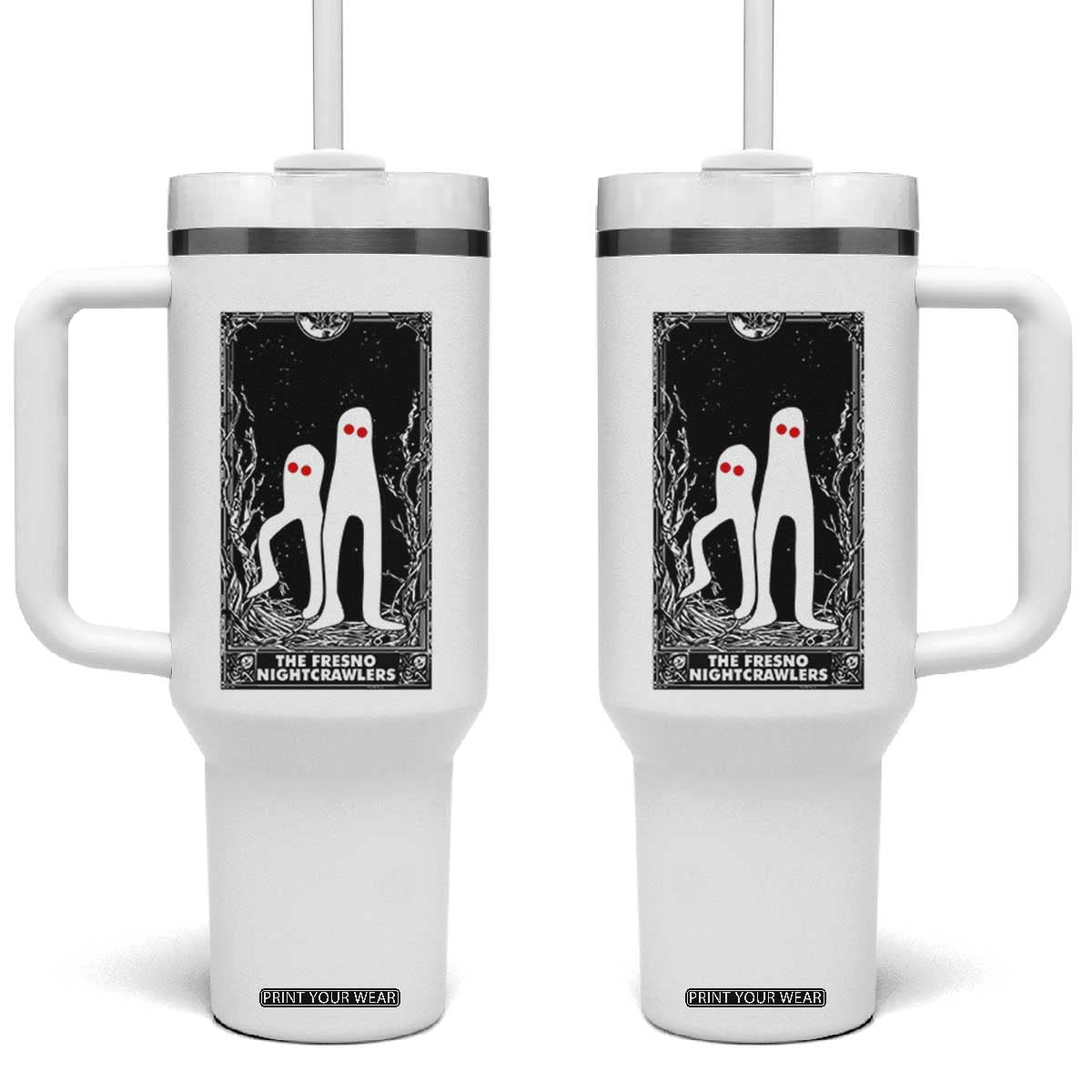 Funny Tarot Card Graphic Fresno Nightcrawlers Lover Tumbler With Handle Cryptid Gift TS12 One Size: 40 oz White Print Your Wear