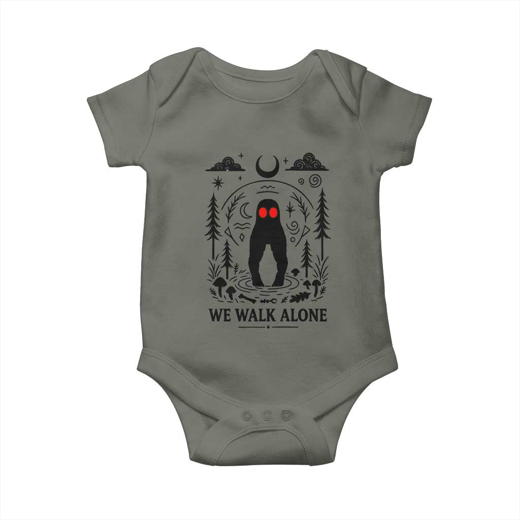 We Walk Alone Fresno Nightcrawler Baby Onesie California Cryptid Hunter TS12 Military Green Print Your Wear