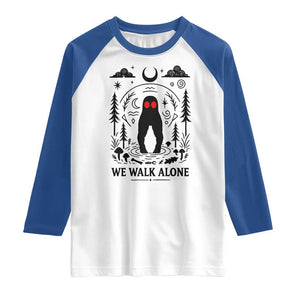 We Walk Alone Fresno Nightcrawler Raglan Shirt California Cryptid Hunter TS12 White Royal Print Your Wear