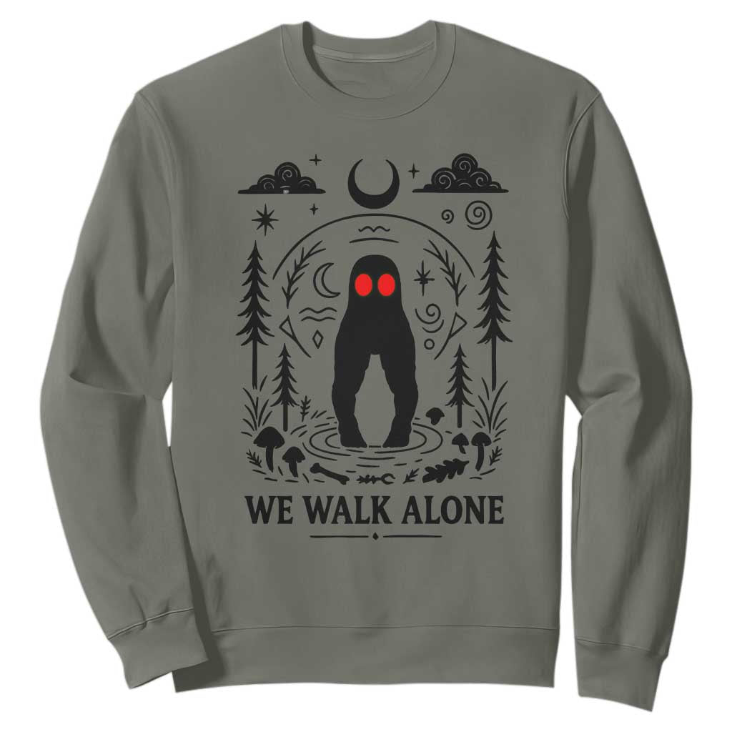 We Walk Alone Fresno Nightcrawler Sweatshirt California Cryptid Hunter TS12 Military Green Print Your Wear