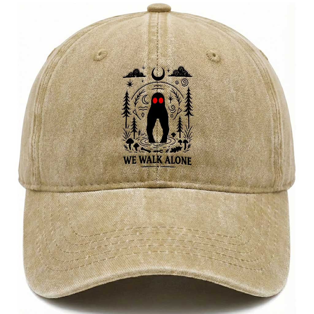 We Walk Alone Fresno Nightcrawler Washed Cotton Baseball Cap California Cryptid Hunter TS12 Print Your Wear