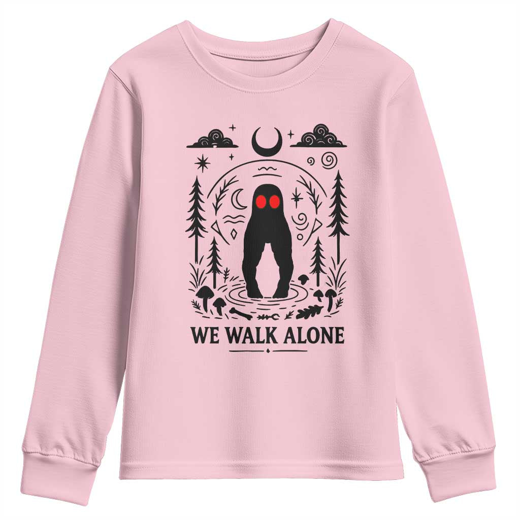 We Walk Alone Fresno Nightcrawler Youth Sweatshirt California Cryptid Hunter TS12 Light Pink Print Your Wear